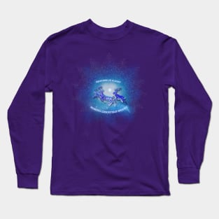 Christmas Collection Magic Reindeer in the Icy Glacial Winter Sky Long Sleeve T-Shirt